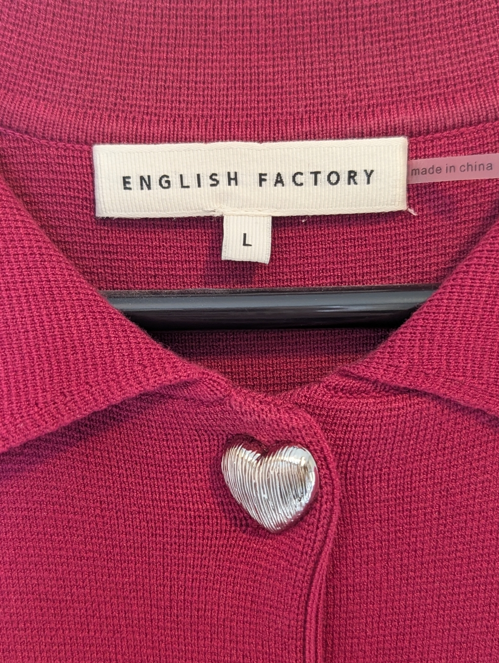 English Factory Heart Button Knit Mini Dress - Large - Picture 4 of 8